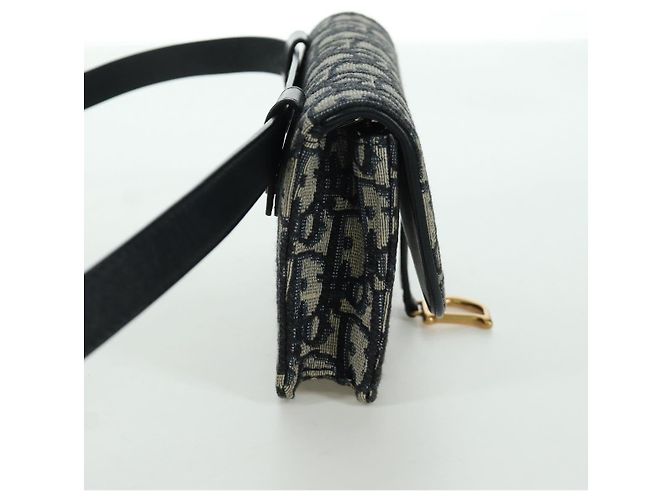 Borsa a vita in tela Trotter Christian Dior blu navy e oro Auth 171490SAV - vista 3
