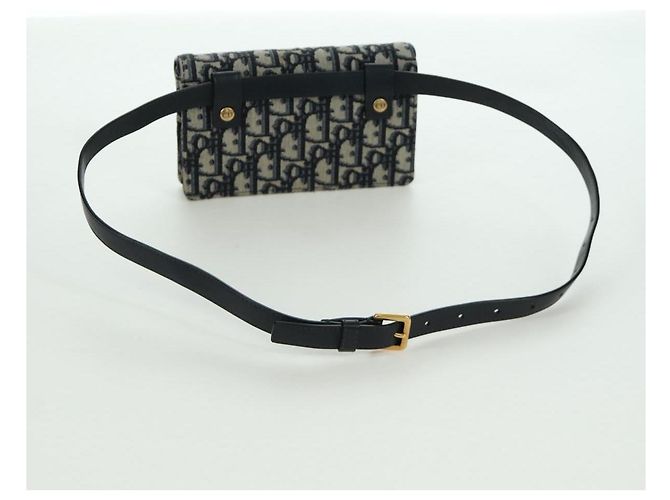 Borsa a vita in tela Trotter Christian Dior blu navy e oro Auth 171490SAV - vista 7