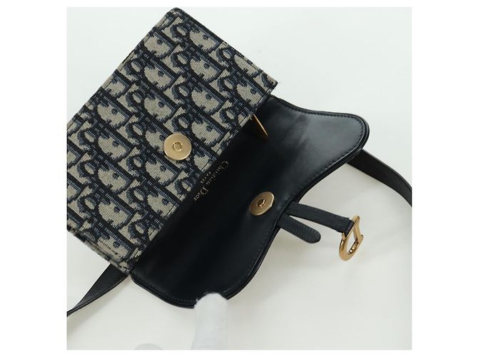 Borsa a vita in tela Trotter Christian Dior blu navy e oro Auth 171490SAV - vista 9