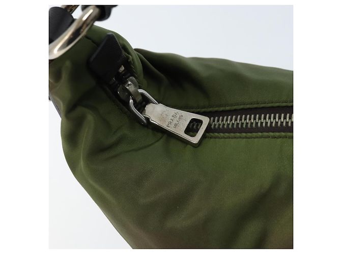 Borsa a Spalla PRADA Nylon Argento Khaki Auth ki6511 Cachi - vista 10
