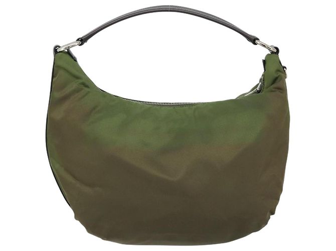 Borsa a Spalla PRADA Nylon Argento Khaki Auth ki6511 Cachi - vista 2