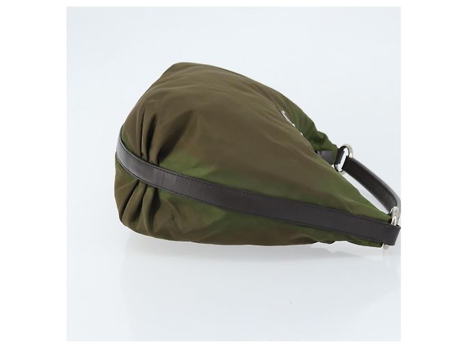 Borsa a Spalla PRADA Nylon Argento Khaki Auth ki6511 Cachi - vista 3