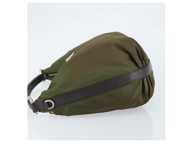 Borsa a Spalla PRADA Nylon Argento Khaki Auth ki6511 Cachi - vista 4