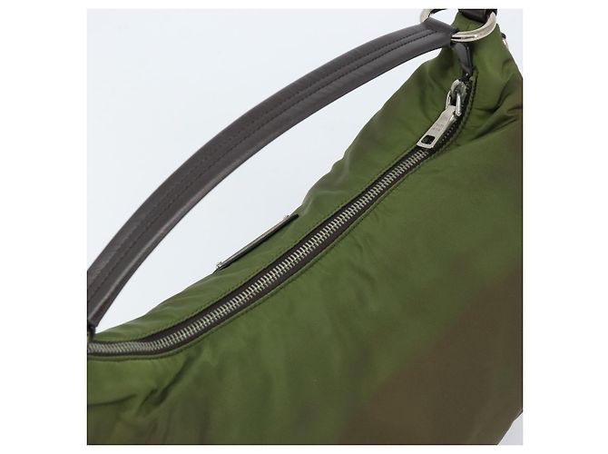 Borsa a Spalla PRADA Nylon Argento Khaki Auth ki6511 Cachi - vista 6
