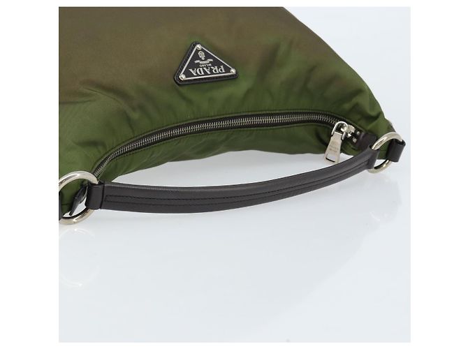 Borsa a Spalla PRADA Nylon Argento Khaki Auth ki6511 Cachi - vista 7