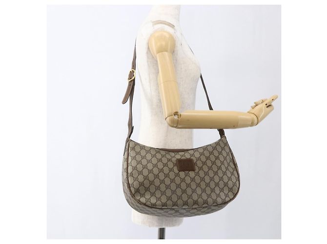 Gucci Borsa a Spalla GG Supreme PVC Beige Oro 001 256 0719 Auth mr2014 D'oro - vista 22