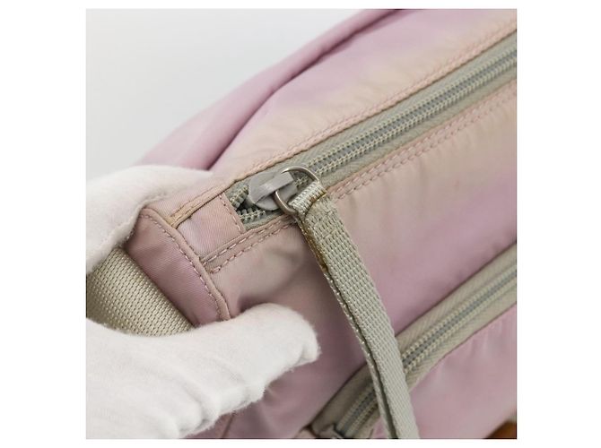 Borsa a Spalla PRADA Nylon Rosa Argento Auth LNZ394 - vista 10