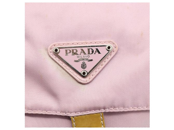 Borsa a Spalla PRADA Nylon Rosa Argento Auth LNZ394 - vista 19