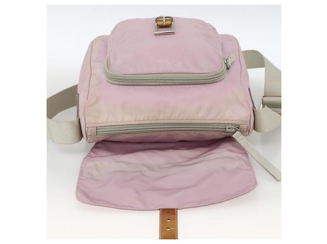 Borsa a Spalla PRADA Nylon Rosa Argento Auth LNZ394 - vista 21