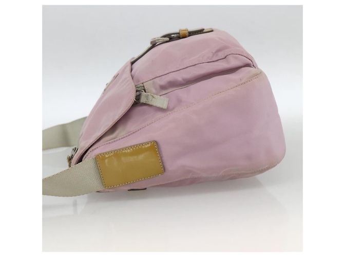 Borsa a Spalla PRADA Nylon Rosa Argento Auth LNZ394 - vista 3