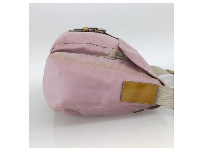 Borsa a Spalla PRADA Nylon Rosa Argento Auth LNZ394 - vista 4