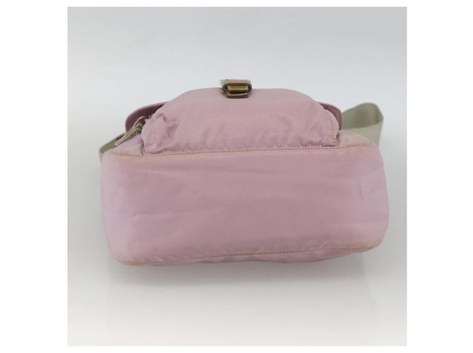 Borsa a Spalla PRADA Nylon Rosa Argento Auth LNZ394 - vista 5