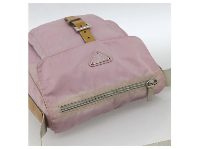 Borsa a Spalla PRADA Nylon Rosa Argento Auth LNZ394 - vista 6