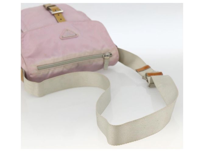 Borsa a Spalla PRADA Nylon Rosa Argento Auth LNZ394 - vista 7
