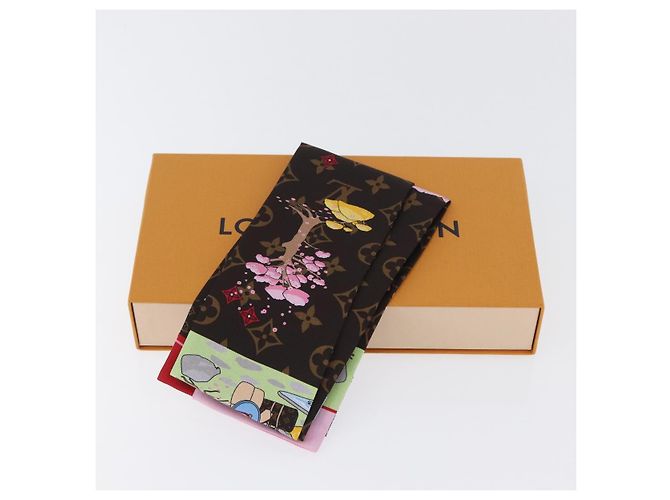 LOUIS VUITTON Bandeau Natale Vivienne Sciarpa in Seta Marrone M00491 Auth LNZ361SAM - vista 12