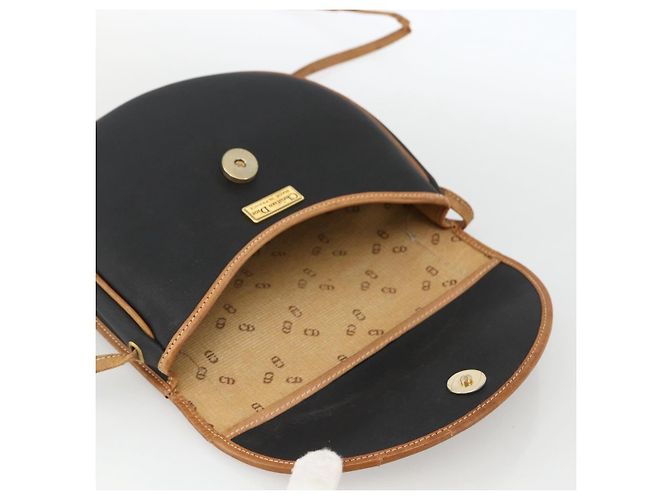 Borsa a Spalla Christian Dior in PVC Pelle Nera Oro Auth BA11060 Nero D'oro - vista 10