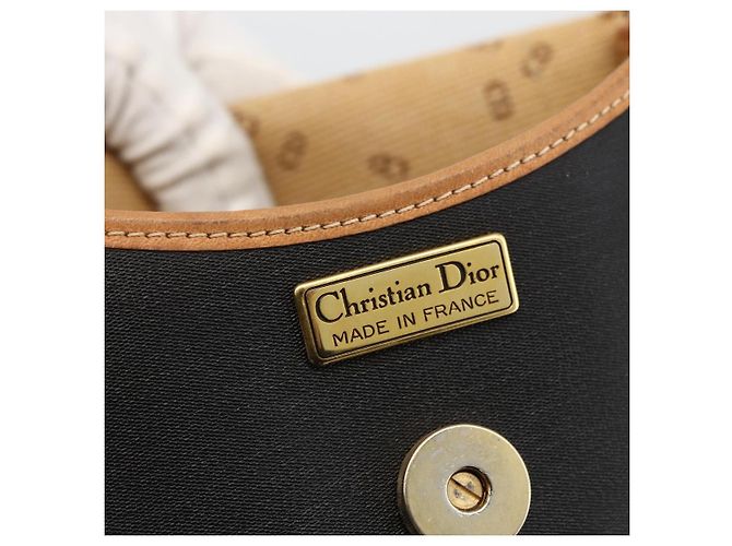 Borsa a Spalla Christian Dior in PVC Pelle Nera Oro Auth BA11060 Nero D'oro - vista 11