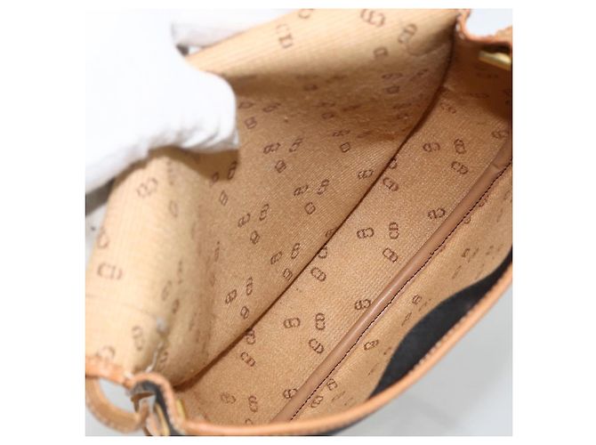 Borsa a Spalla Christian Dior in PVC Pelle Nera Oro Auth BA11060 Nero D'oro - vista 12