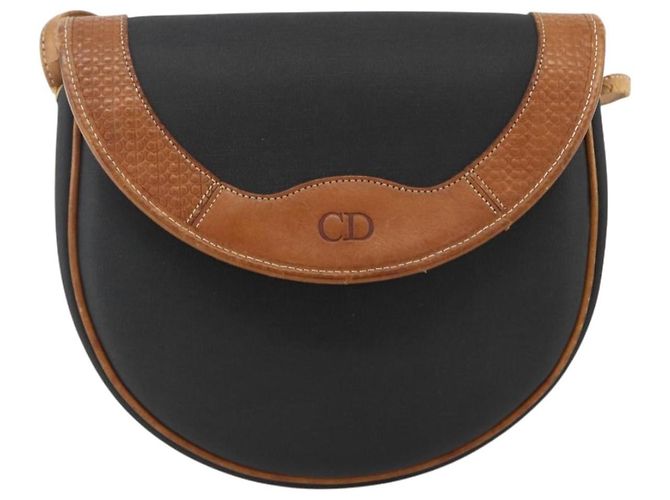 Borsa a Spalla Christian Dior in PVC Pelle Nera Oro Auth BA11060 Nero D'oro - vista 13
