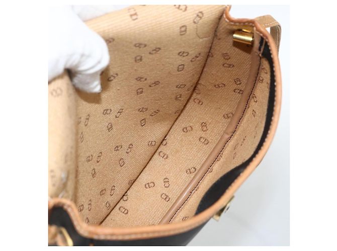 Borsa a Spalla Christian Dior in PVC Pelle Nera Oro Auth BA11060 Nero D'oro - vista 17