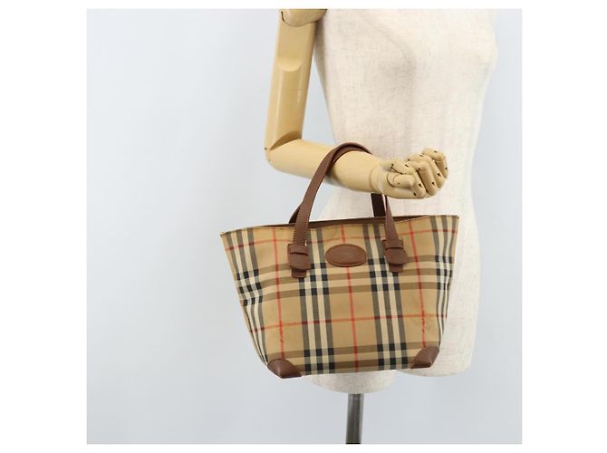 Borsa a mano Burberrys Nova Check in tela beige oro Auth 172901 D'oro - vista 21