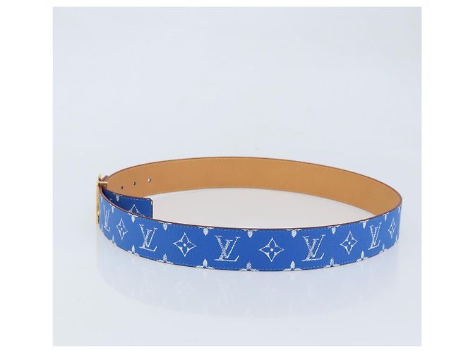 LOUIS VUITTON Gürtel Monogramm LV bedruckte Initialen 40 MM Blau M8460 Auth 166253SAM - Ansicht 3