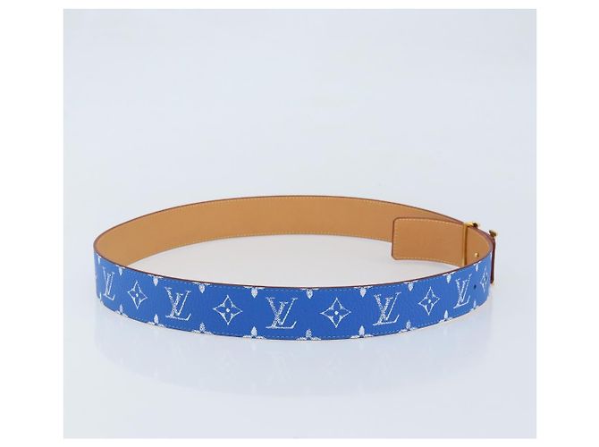 LOUIS VUITTON Gürtel Monogramm LV bedruckte Initialen 40 MM Blau M8460 Auth 166253SAM - Ansicht 4