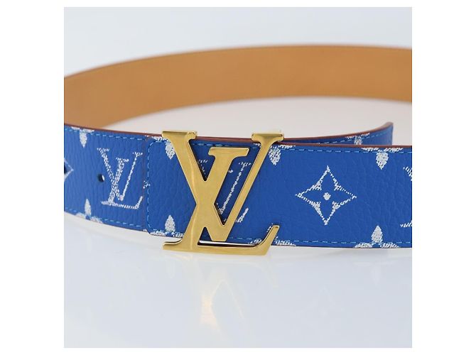 LOUIS VUITTON Gürtel Monogramm LV bedruckte Initialen 40 MM Blau M8460 Auth 166253SAM - Ansicht 5