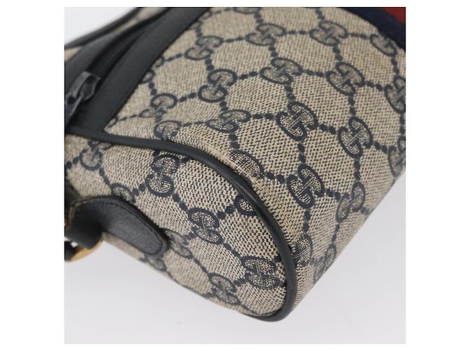 Borsa a Spalla Gucci GG Supreme Sherry Line PVC Blu Navy Oro 89 02 004 Auth ep13472 D'oro - vista 15