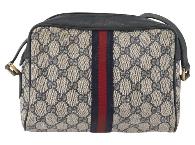 Borsa a Spalla Gucci GG Supreme Sherry Line PVC Blu Navy Oro 89 02 004 Auth ep13472 D'oro - vista 2