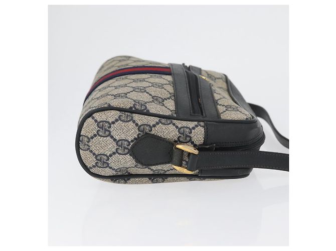 Borsa a Spalla Gucci GG Supreme Sherry Line PVC Blu Navy Oro 89 02 004 Auth ep13472 D'oro - vista 3
