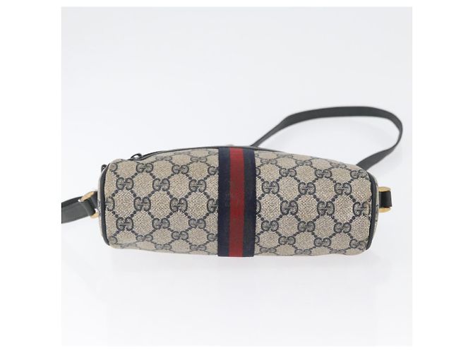 Borsa a Spalla Gucci GG Supreme Sherry Line PVC Blu Navy Oro 89 02 004 Auth ep13472 D'oro - vista 5