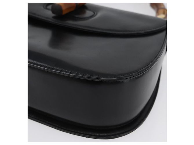 Borsa a mano in pelle nera e oro GUCCI Bamboo 000 1781 0633 Auth 173021 Nero D'oro - vista 14