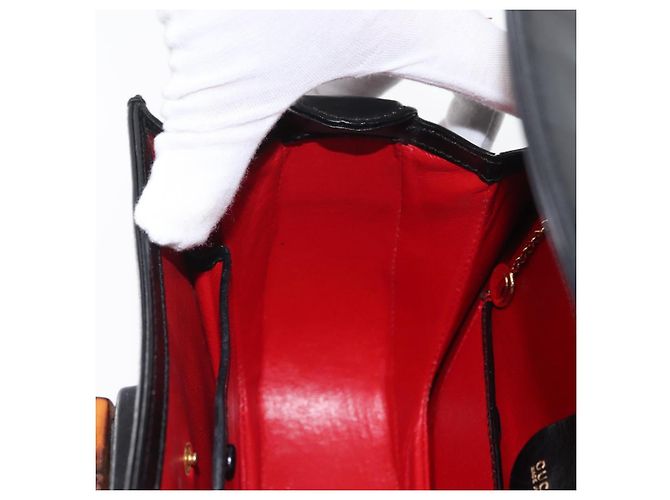 Borsa a mano in pelle nera e oro GUCCI Bamboo 000 1781 0633 Auth 173021 Nero D'oro - vista 20