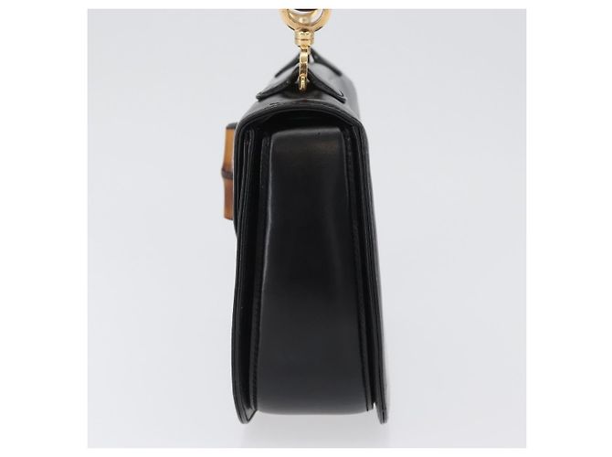 Borsa a mano in pelle nera e oro GUCCI Bamboo 000 1781 0633 Auth 173021 Nero D'oro - vista 3