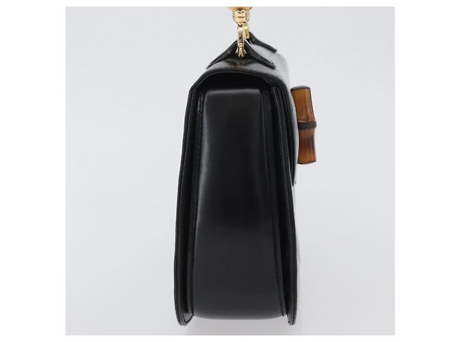 Borsa a mano in pelle nera e oro GUCCI Bamboo 000 1781 0633 Auth 173021 Nero D'oro - vista 4