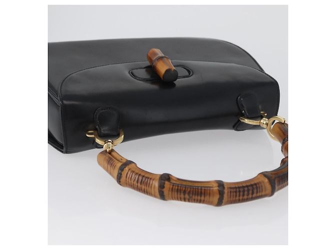 Borsa a mano in pelle nera e oro GUCCI Bamboo 000 1781 0633 Auth 173021 Nero D'oro - vista 6
