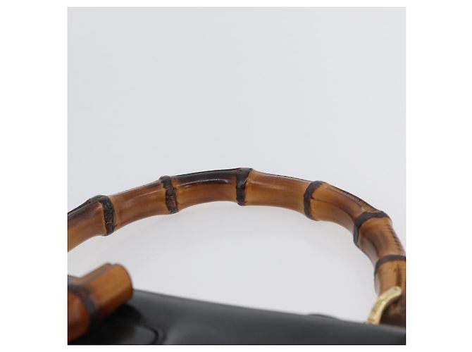 Borsa a mano in pelle nera e oro GUCCI Bamboo 000 1781 0633 Auth 173021 Nero D'oro - vista 8