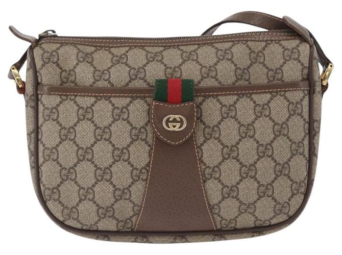 Borsa Gucci GG Supreme Web Sherry Line in PVC beige e oro 001 754 6177 Auth bs33691 D'oro - vista 13