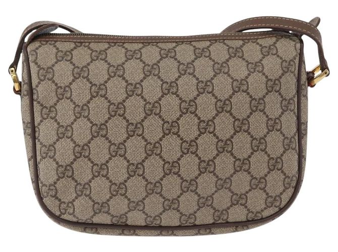 Borsa Gucci GG Supreme Web Sherry Line in PVC beige e oro 001 754 6177 Auth bs33691 D'oro - vista 2