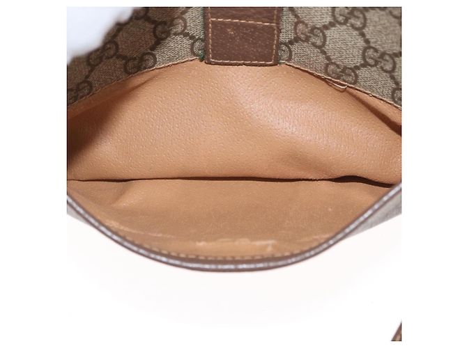 Borsa Gucci GG Supreme Web Sherry Line in PVC beige e oro 001 754 6177 Auth bs33691 D'oro - vista 24