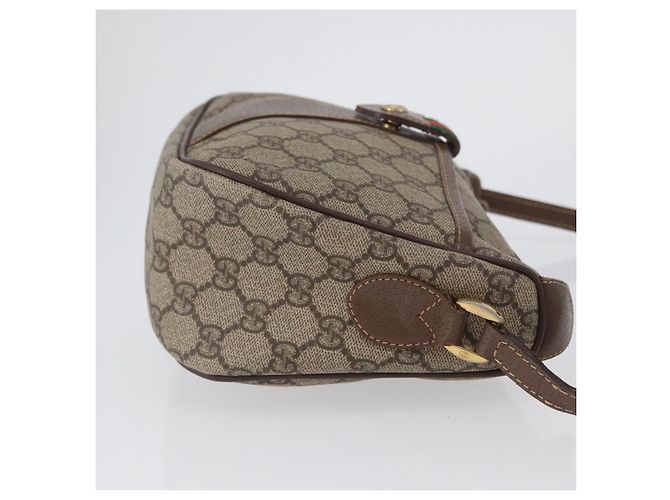 Borsa Gucci GG Supreme Web Sherry Line in PVC beige e oro 001 754 6177 Auth bs33691 D'oro - vista 3