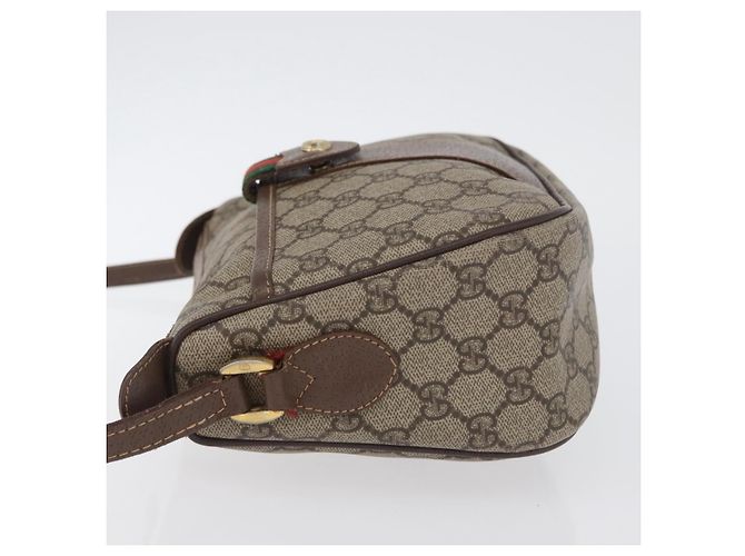 Borsa Gucci GG Supreme Web Sherry Line in PVC beige e oro 001 754 6177 Auth bs33691 D'oro - vista 4