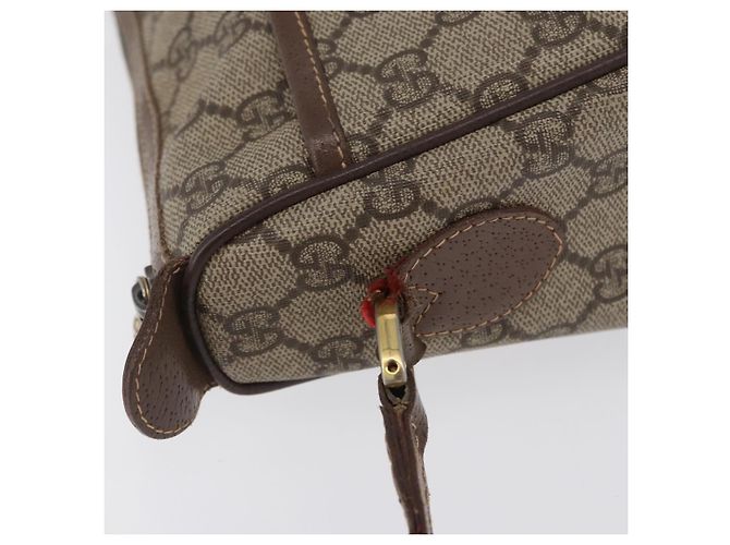 Borsa Gucci GG Supreme Web Sherry Line in PVC beige e oro 001 754 6177 Auth bs33691 D'oro - vista 5