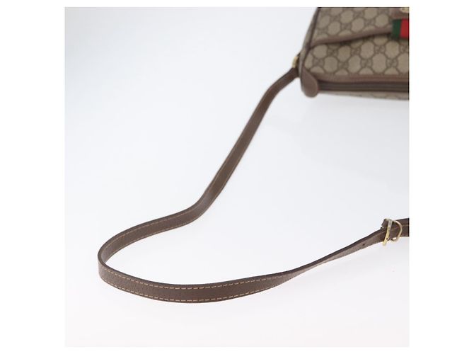 Borsa Gucci GG Supreme Web Sherry Line in PVC beige e oro 001 754 6177 Auth bs33691 D'oro - vista 8