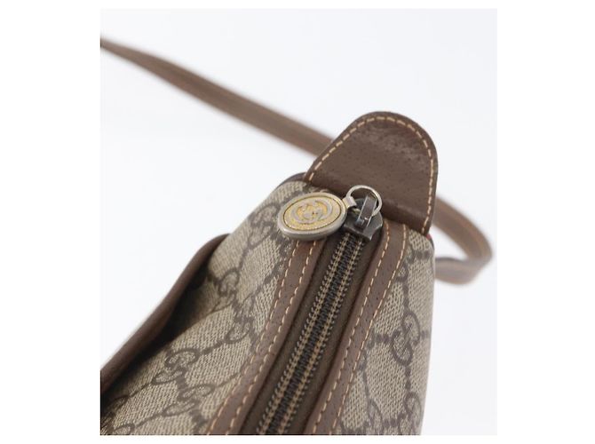 Borsa Gucci GG Supreme Web Sherry Line in PVC beige e oro 001 754 6177 Auth bs33691 D'oro - vista 9