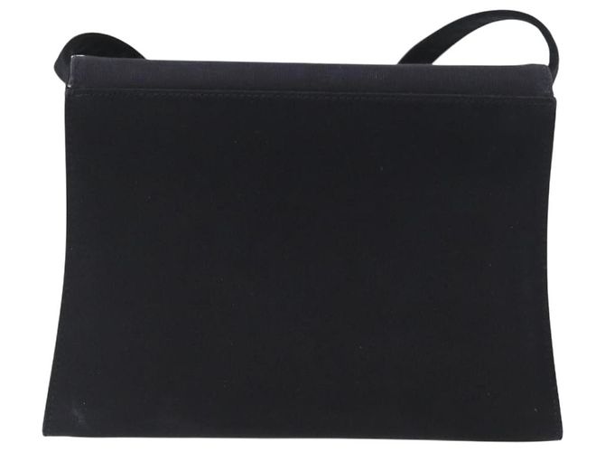 Bolso de Hombro Salvatore Ferragamo Vala Satén Negro Oro Auth BA11117 Dorado - vista 2