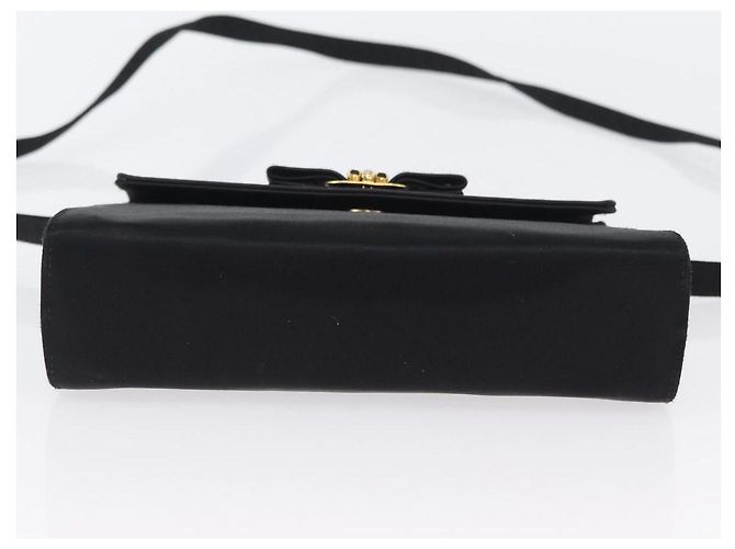 Bolso de Hombro Salvatore Ferragamo Vala Satén Negro Oro Auth BA11117 Dorado - vista 5