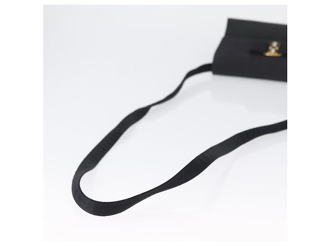 Bolso de Hombro Salvatore Ferragamo Vala Satén Negro Oro Auth BA11117 Dorado - vista 7