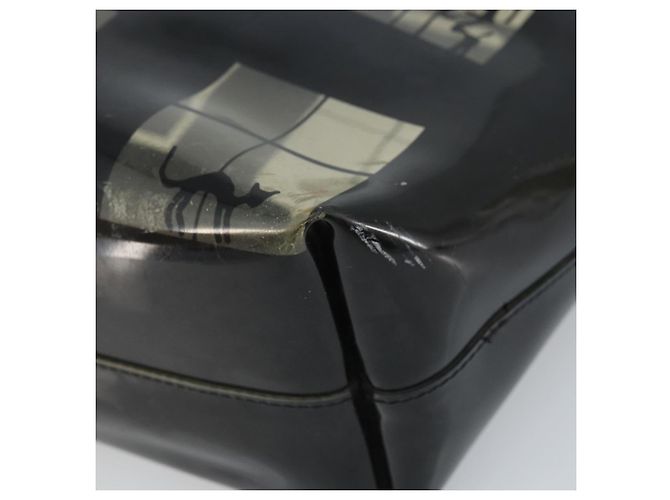 Borsa Tote a Catena CHANEL in Vinile Nero CC Auth ARZ371 - vista 17